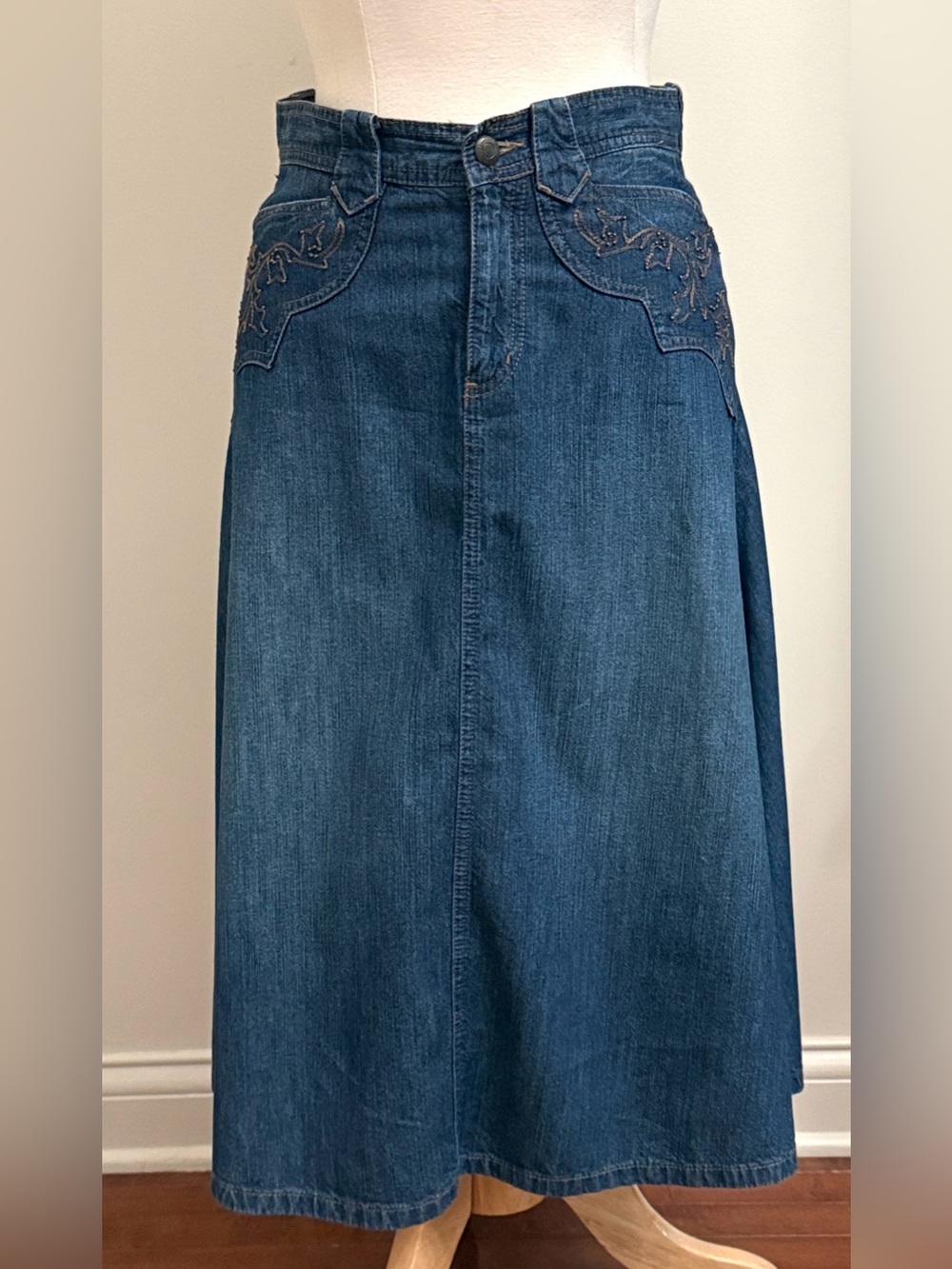 Lauren Jeans Co Ralph Lauren Petite Blue VTG 4P Western Cowgirl Denim Jean Skirt